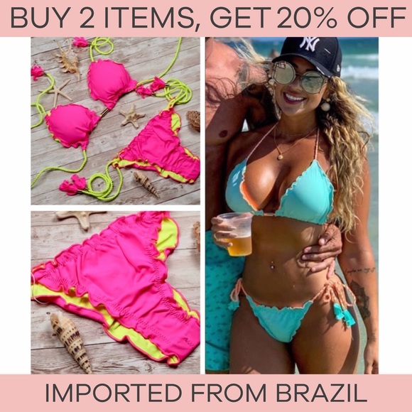 Double face bikini Neon set top & bottom - Picture 2 of 16